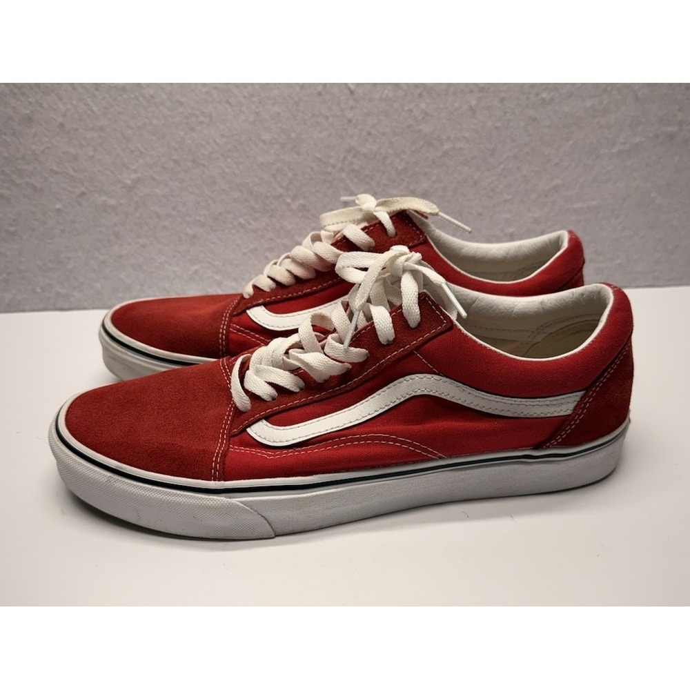 Vans Old Skool Red & White Athletic Skateboard Shoes Sneakers Mens Size 12